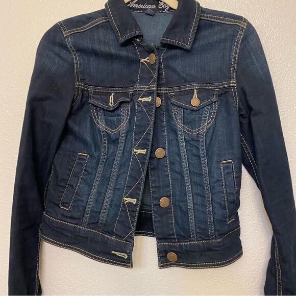 American Eagle Dark Wash denim Jean Jacket XS - Picture 1 of 9